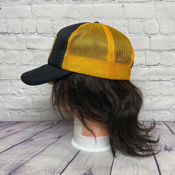 Vintage Hat Cap Snapback Black Yellow WILTER Auto UAP Trucker Bill Curved Item2 - Picture 4 of 8
